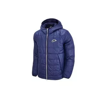 Мужская куртка Nike Solid Color Small Logo Hooded Cotton Jacket, синяя, DJ0434-410 S