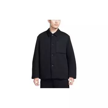 Мужская куртка Nike Tech Fleece Reimagined Series, однотонная, с одним карманом и воротником на пуговицах, черная FB8168-010 L