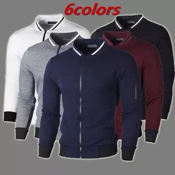 Мужская куртка, новая брендовая мужская кофта, толстовки с воротником-стойкой, модная повседневная тонкая мужская куртка на молнии, бейсбольное пальто в клетку с ромбом S темно-синий