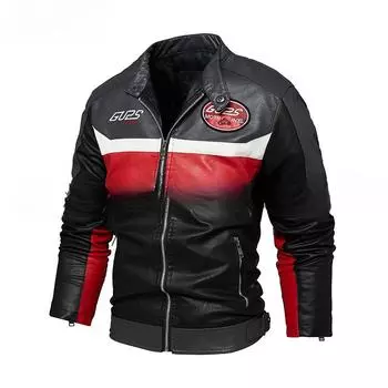 Мужская куртка, новый европейский и американский тренд, мотоциклетный костюм, цветная куртка из кашемира, большой размер, кожаная мужская L