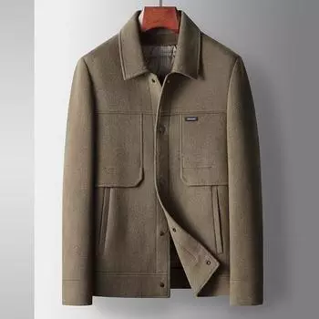 Мужская куртка осень и зима ручная работа двухсторонняя шерстяная инструментальная версия гусиный пух подкладка разгрузка молодежная деловая теплая шерстяная куртка L