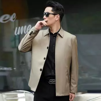 Мужская куртка осень новый стиль средний возраст куртка на пуговицах мужская деловая повседневная свободная куртка с лацканами для среднего и пожилого возраста 170