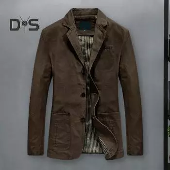 Мужская куртка осень-весна, однотонная, с длинным рукавом, лацканом, однобортная, с несколькими карманами, на пуговицах, пиджак, пальто осень-весна M армия зеленый