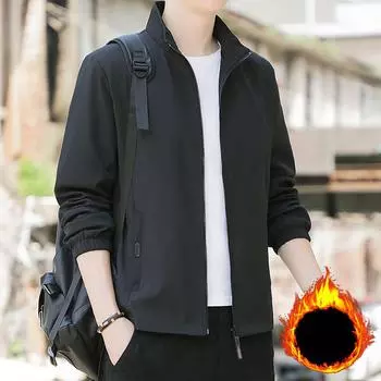 Мужская куртка осень-зима бархат мода повседневный однотонный бейсбольный воротник простой воротник-стойка куртка пальто мужская одежда M