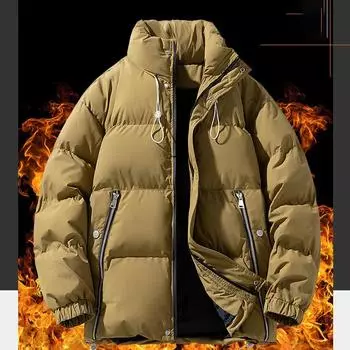 Мужская куртка осень-зима больших размеров с утолщенной подкладкой, теплая, ветрозащитная, холодная, повседневная, свободная, с воротником-стойкой, простая верхняя одежда 2XL