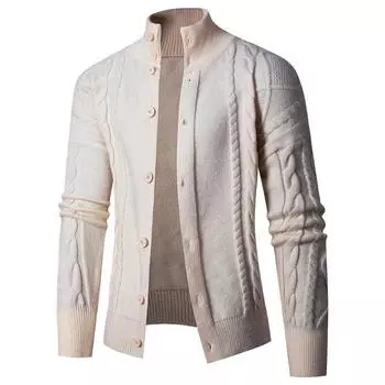 Мужская куртка осень-зима большого размера свободный модный вязаный свитер с лацканами утолщенный однотонный кардиган свитер для мужчин M