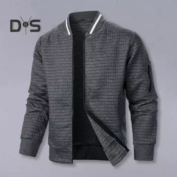 Мужская куртка осень-зима однотонная вафельная текстура толстовка куртка с карманами застежка-молния повседневная верхняя одежда спортивная одежда M белый