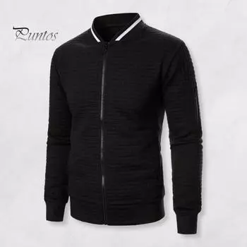 Мужская куртка осень-зима однотонная вафельная текстура толстовка куртка с карманами застежка-молния повседневная верхняя одежда спортивная одежда M темно-синий