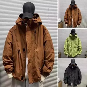 Мужская куртка осень-зима с капюшоном ветровка куртка софтшелл повседневное пальто для активного отдыха походный топ M зелёный