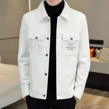 Мужская куртка, осенне-зимняя норковая бархатная куртка с короткими лацканами, утепленная, приталенная посадка, красивый трендовый шерстяной топ M