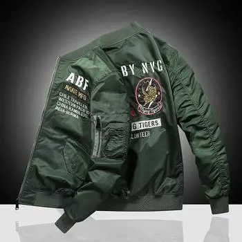 Мужская куртка Осенняя куртка-бомбер ВВС Мужская вышивка Бейсбольная форма Повседневная куртка M