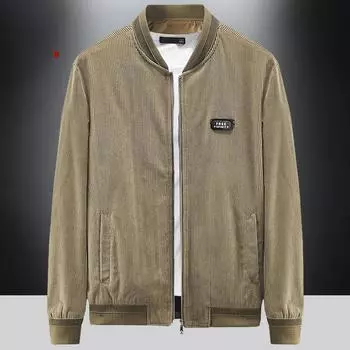 Мужская куртка осенняя мода с длинными рукавами и воротником-стойкой, мужская повседневная мужская полосатая куртка, мужская куртка M серый