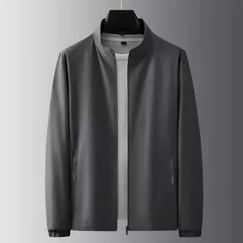 Мужская куртка осенняя однотонная свободная большого размера повседневная деловая офисная куртка с воротником-стойкой мужская куртка больших размеров 8XL чёрный