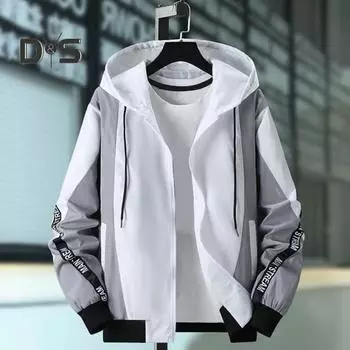 Мужская куртка, пальто с капюшоном и шнурком, бейсбольное пальто с длинными рукавами, цветные блоки, тонкая молния, верхняя одежда, топы M красный