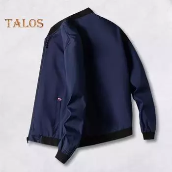 Мужская куртка, пальто с воротником-стойкой, длинным рукавом, эластичным подолом, повседневное пальто с карманами, застежкой-молнией, тонкая бейсбольная куртка M чёрный