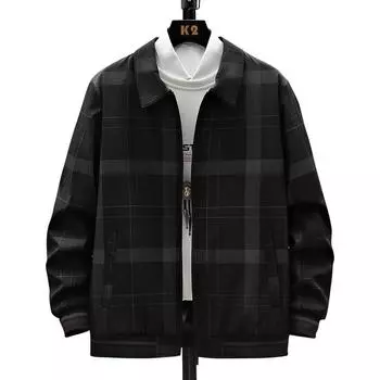 Мужская куртка Plus Fat Fat Guy Loose Casual Baseball Uniform Весна и осень Fat Brother Тонкое пальто на одежде M