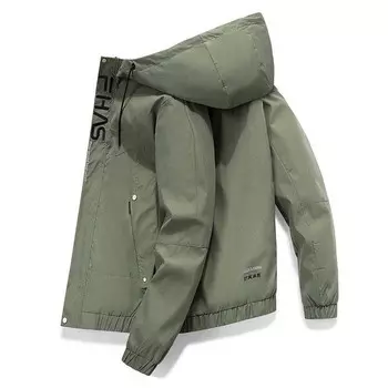 Мужская куртка Повседневная красивая куртка Весенняя новая куртка с капюшоном Модные молодые мужчины