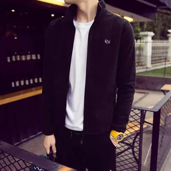 Мужская куртка повседневная спортивная тонкая корейская модная молодежная японская M чёрный