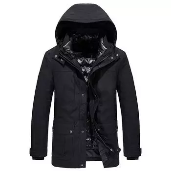 Мужская куртка-пуховик большого размера для людей среднего возраста, свободный двухкомпонентный топ, зимнее мужское пальто, хлопковая куртка L