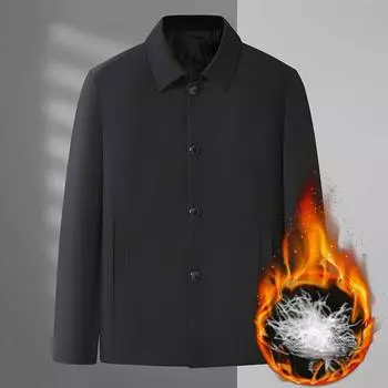 Мужская куртка-пуховик большого размера на осень и зиму 90 г., белый утиный пух, теплая, на пуговицах, для руководителей и сотрудников, легкая куртка-пуховик M