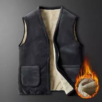 Мужская куртка-пуховик большого размера Plus Velvet Winter, ветровка, куртка без рукавов, жилет для мужчин на открытом воздухе 2XL серый