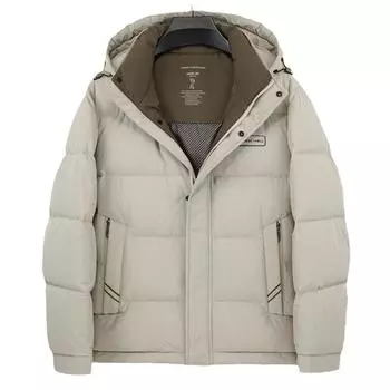 Мужская куртка-пуховик для среднего возраста, зимнее утепленное короткое свободное пальто, повседневное пальто в корейском стиле с капюшоном M