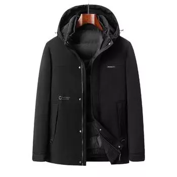 Мужская куртка-пуховик Huolihuomian, осенне-зимняя, новая, съемная, с пуховым подкладом, белая мужская куртка на утином пуху L темно-синий