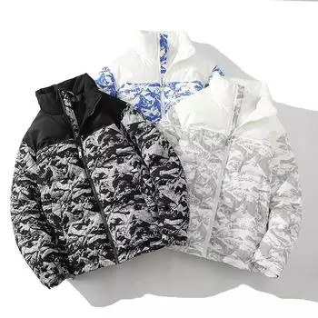 Мужская куртка-пуховик мужская зимняя новая модная брендовая стойка воротник красивая утолщенная куртка мужская зимняя повседневная теплая куртка из хлеба M