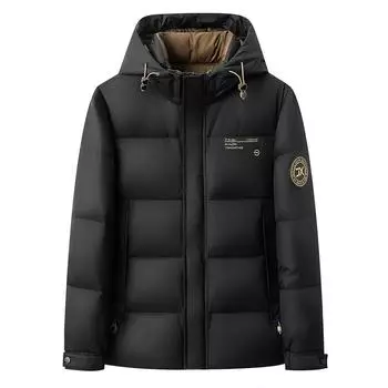 Мужская куртка-пуховик на осень и зиму с капюшоном, утолщенный пух, повседневная теплая куртка для людей среднего возраста и молодежи M