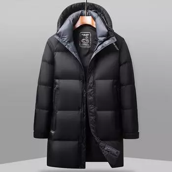 Мужская куртка-пуховик на осень и зиму с утиным пухом, теплая утолщенная пуховая молодежная куртка в модном стиле 170 чёрный