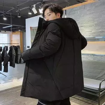 Мужская куртка-пуховик, новая зимняя утепленная куртка с капюшоном, однотонная, повседневная, средней длины, белая, мужская одежда на утином пуху M