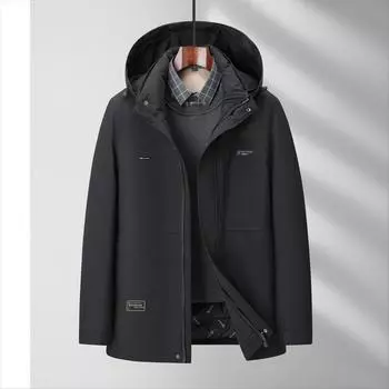 Мужская куртка-пуховик, новый стиль, для среднего возраста, деловой, повседневный, с капюшоном, утепленная, защищающая от холода и теплая, мужская куртка-пуховик M