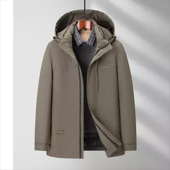 Мужская куртка-пуховик, новый стиль, для среднего возраста, деловой, повседневный, с капюшоном, утепленная, защищающая от холода и теплая, мужская куртка-пуховик M