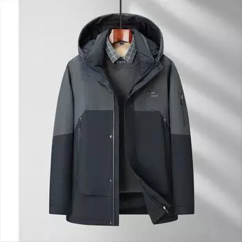 Мужская куртка-пуховик осень-зима 90 г. Утепленная куртка с капюшоном, контрастного цвета, утолщенная, для молодых и мужчин среднего возраста M