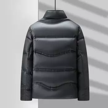 Мужская куртка-пуховик осень-зима 90-х годов, белый утиный пух, теплый воротник-стойка, черный, золотой, графеновый, утолщенный пух, молодежная куртка 170 чёрный