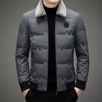 Мужская куртка-пуховик осень-зима новый стиль съемный шерстяной воротник повседневная теплая куртка-пуховик для мужчин L