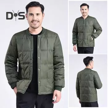 Мужская куртка-пуховик осень-зима с воротником-стойкой, длинным рукавом, утолщенным бархатным хлопковым пальто с карманами, однотонная стеганая верхняя одежда L темно-синий