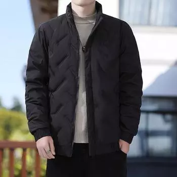 Мужская куртка-пуховик осень-зима Simple Trend с воротником-стойкой, мужская теплая молодежная куртка-пуховик для холодной погоды M чёрный