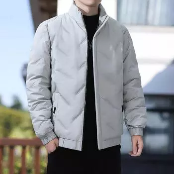 Мужская куртка-пуховик осень-зима Simple Trend с воротником-стойкой, мужская теплая молодежная куртка-пуховик для холодной погоды M чёрный