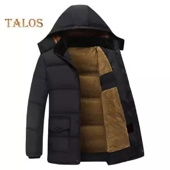 Мужская куртка-пуховик с капюшоном, длинными рукавами, застежкой-молнией и карманами, однотонная плюшевая подкладка, ветрозащитный утолщенный пуховик XL коричневый