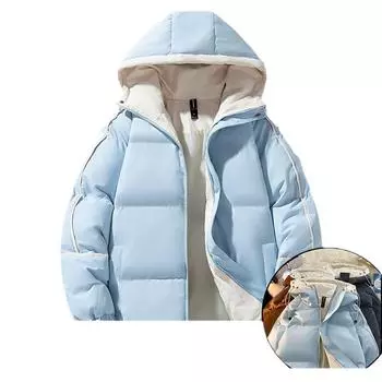 Мужская куртка-пуховик с капюшоном, хлопковое пальто, повседневная куртка для пары с капюшоном XXXL чёрный