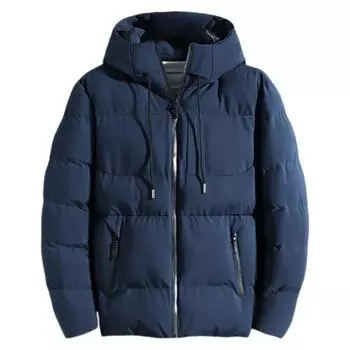 Мужская куртка-пуховик с капюшоном и длинным рукавом на молнии, однотонная, два цвета XL чёрный