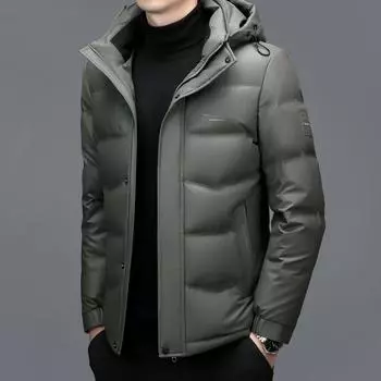 Мужская куртка-пуховик с капюшоном, утолщенная зимняя повседневная куртка из натуральной овчины, теплая мужская куртка, одежда для папы, большой размер M