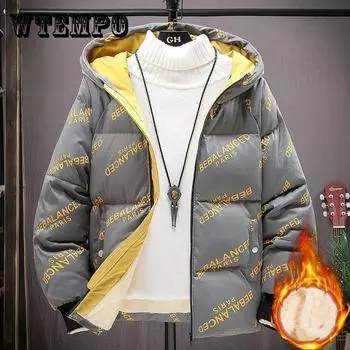 Мужская куртка-пуховик с капюшоном, зимнее толстое теплое пальто с принтом из шелка и хлопка 4XL белый