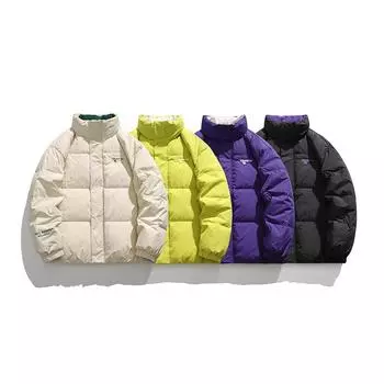 Мужская куртка-пуховик с воротником-стойкой, модная брендовая зимняя куртка для пар, повседневная утолщенная теплая куртка для мужчин S