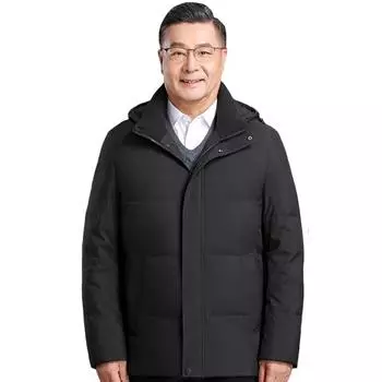 Мужская куртка-пуховик среднего возраста, новинка зимы, большие размеры, 90% белое пальто на утином пуху для мужчин, верхняя одежда, толстые теплые зимние парки M чёрный