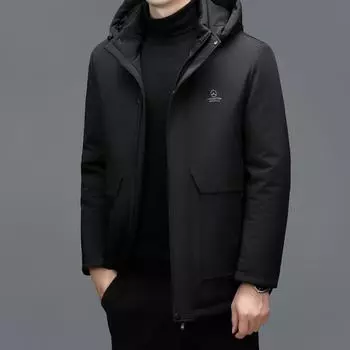 Мужская куртка-пуховик средней длины для людей среднего и пожилого возраста, 90% белого утиного пуха, большой размер, утолщенная теплая куртка для папы со съемной подкладкой M