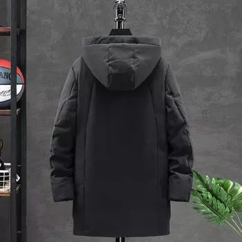 Мужская куртка-пуховик средней длины, модная свободная куртка с капюшоном, зимняя новая универсальная повседневная мужская верхняя одежда в корейском стиле M