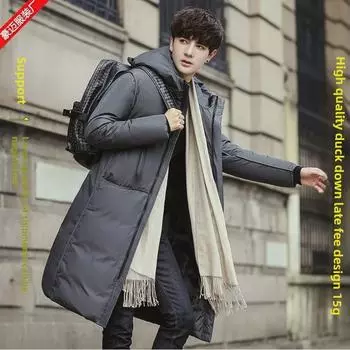 Мужская куртка-пуховик средней длины осень/зима 2024 года: Повседневная и теплая с ЛОГОТИПОМ Large чистый/чёрный