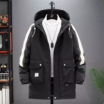 Мужская куртка-пуховик, средней длины, с добавлением жира и свободного кроя, зимняя куртка на белом утином пуху, утолщенная и плюшевая 8XL